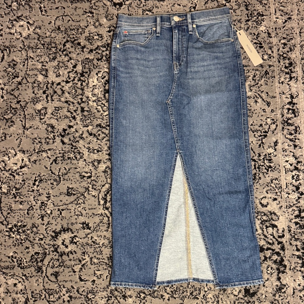 Blue Denim Women's midi skirt with front slit